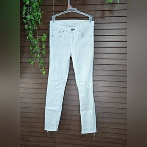 Rag & Bone Raw Hem Skinny Cropped Stretchy Women's White Jeans Size 24